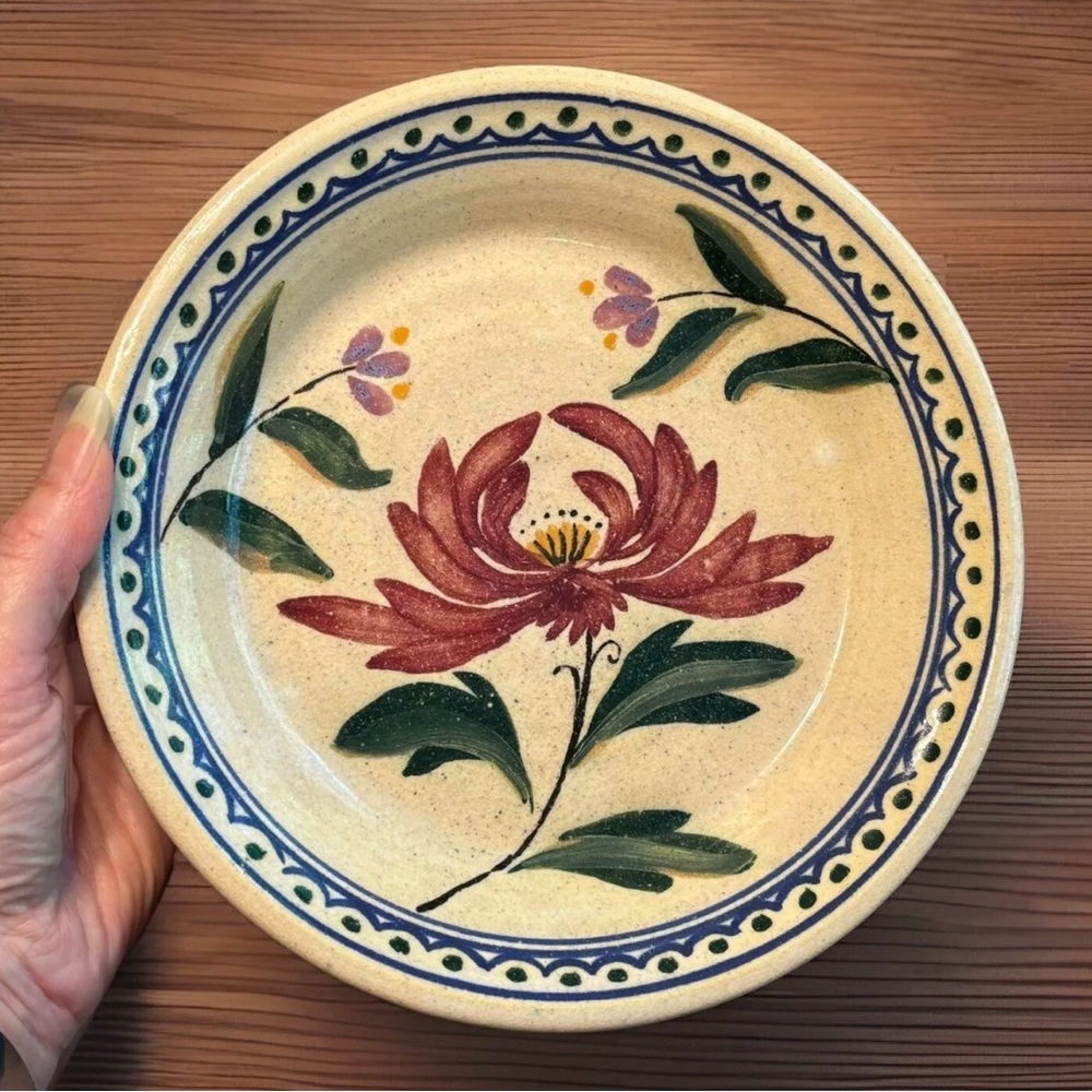 Handmade Dover Pottery 9” Plate Bowl Dish 
Seagrove NC Signed AAMc 1988 Vintage